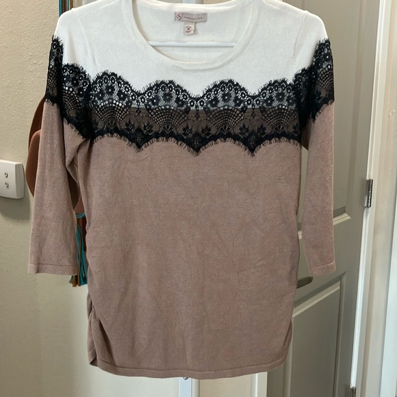 Dress Barn Sweaters - Dress barn establish 1962 lace trimmed sweater size PM
